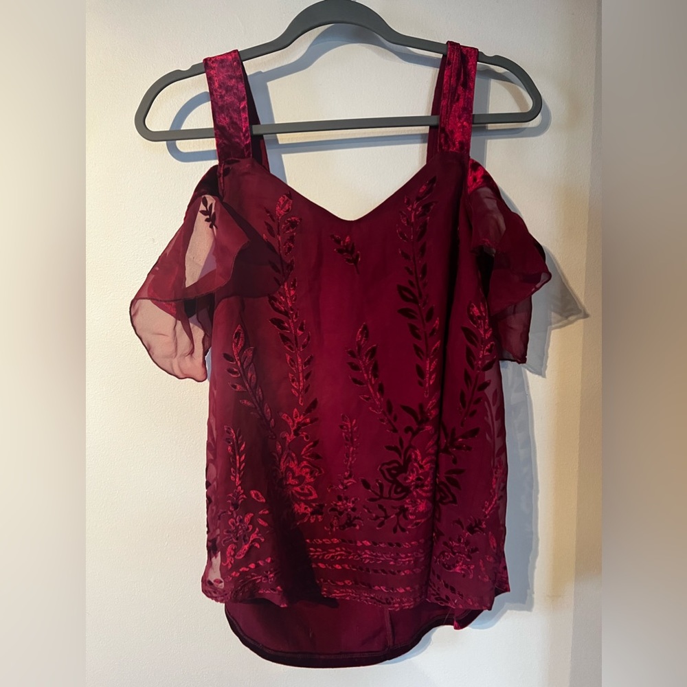 Francesca’s Red Velvet Shirt